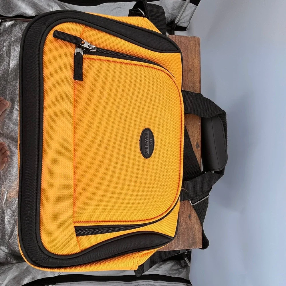 U.S. Traveler Carry On Flight Bag Orange Black Personal Item Travel Tote